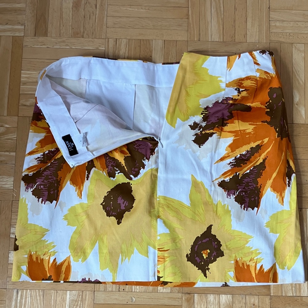 J. Crew Sunflower Burst Mini Skirt lined pockets sunny print EUC 6 - Picture 5 of 8